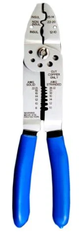 MP61 – SOUTHWIRE Wire Stripper, 8 To 22 Gauge Solid/ 10 To 24 Gauge Stranded 6-In-1 Strips And Cuts Blue Handle Stain...